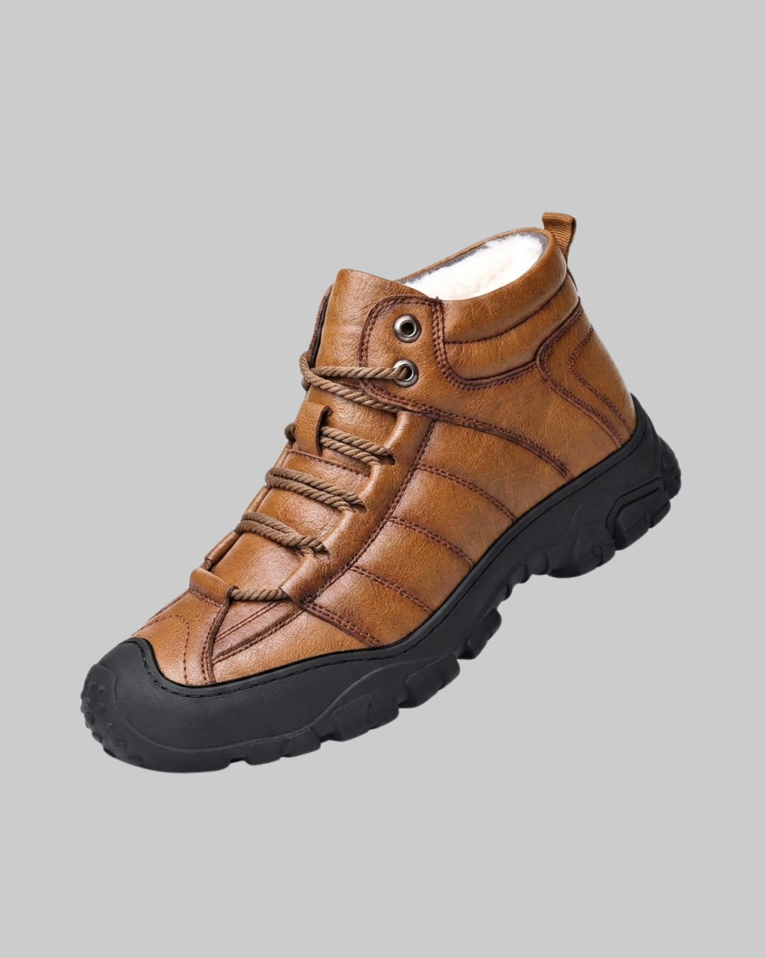 Men's Padded Lace-Up Winter Boots in khaki.