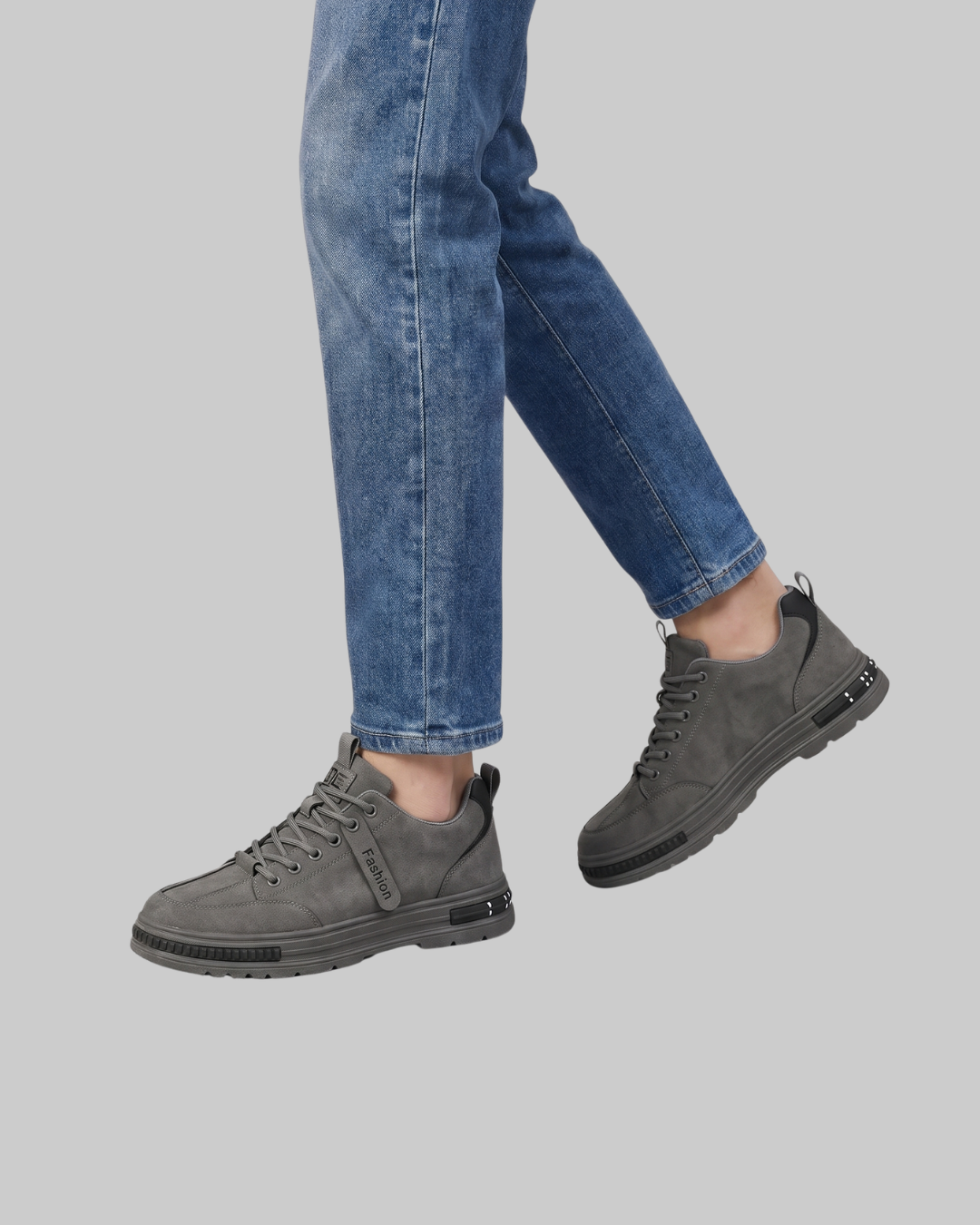 Wored Men's Panelled Low-Top Sneakers in grey.