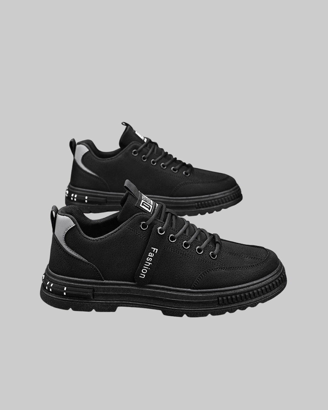 Men's Panelled Low-Top Sneakers in  black.
