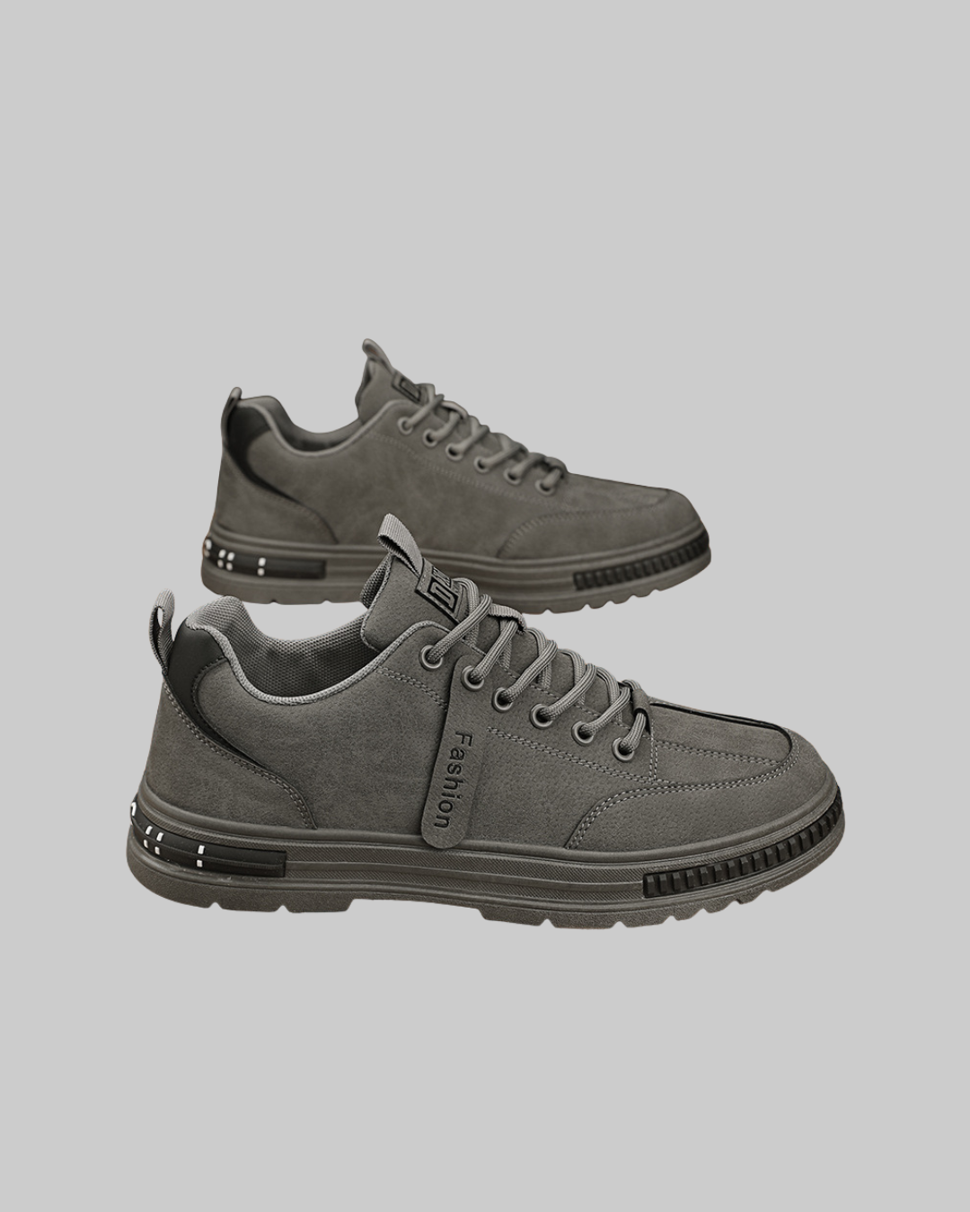 Men's Panelled Low-Top Sneakers in grey.