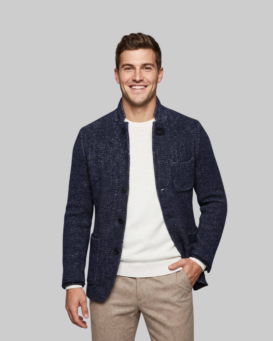 Men's Patch Pocket Slim Blazer in blue.