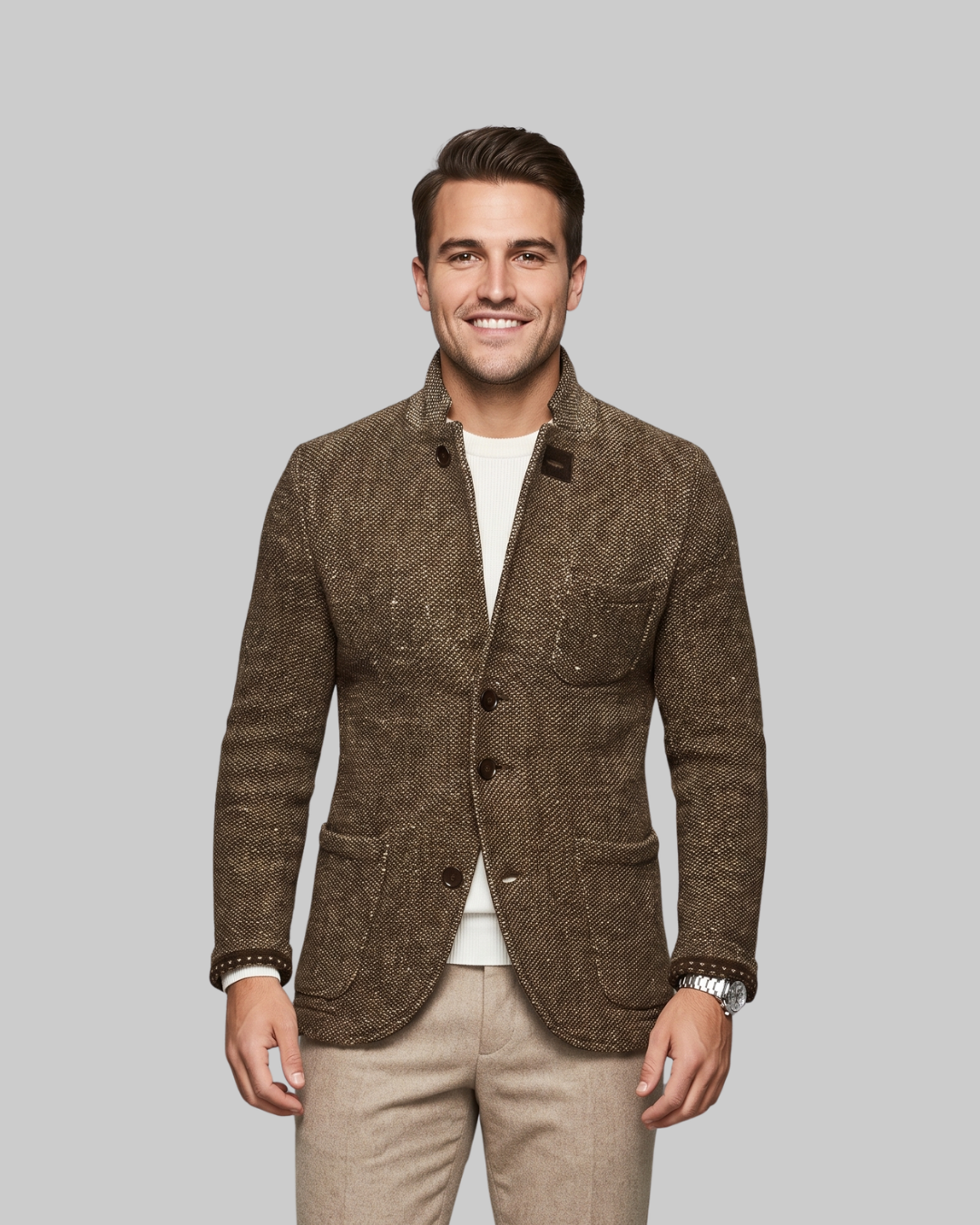 Men's Patch Pocket Slim Blazer in coffee.