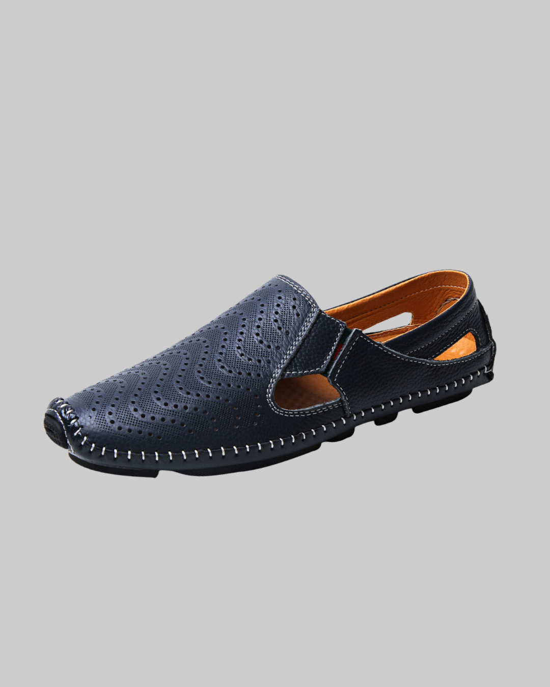 Men's Perforated Slip-On Loafers in blue.