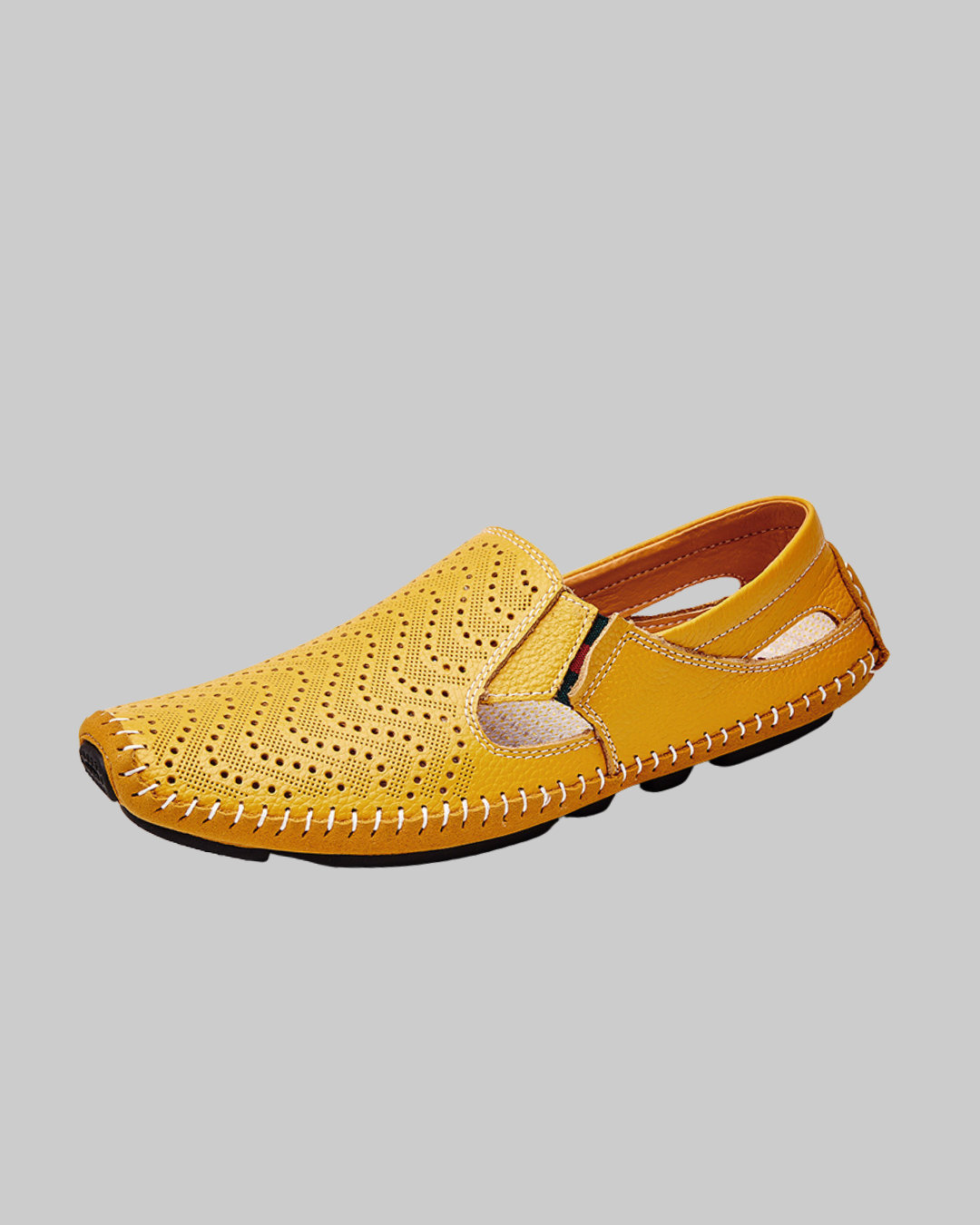 Men's Perforated Slip-On Loafers in yellow.