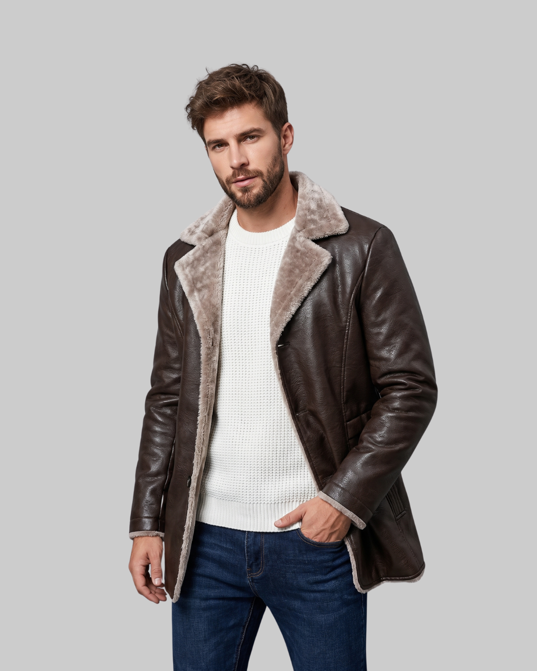 Men's Plush Collar Tailored Coat