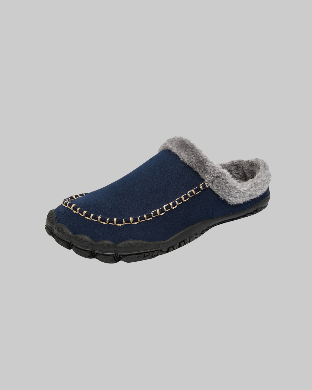 Men's Plush Lined House Slippers in dark blue.