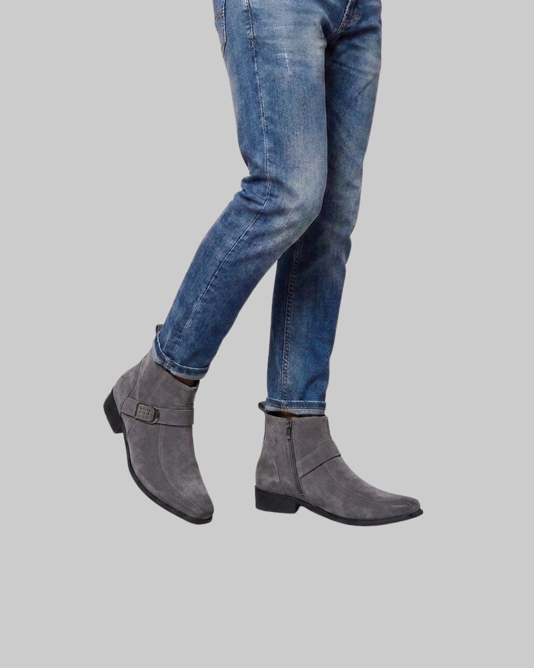 Men's Pointed Toe Buckle Boots