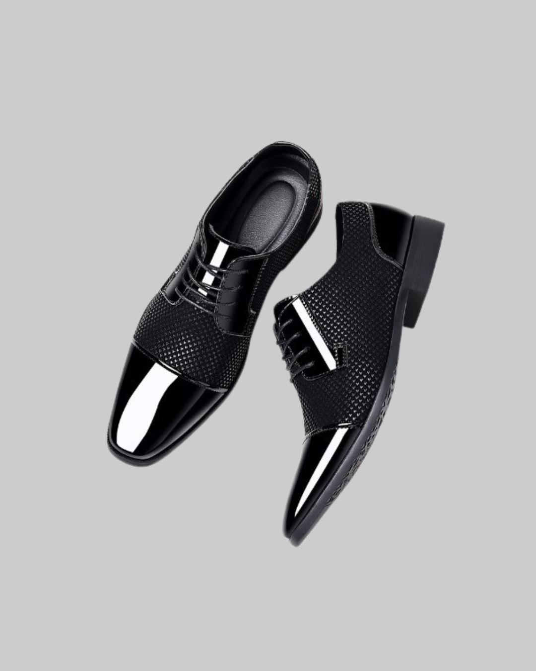 Men's Pointed Toe Derby Shoes in black.