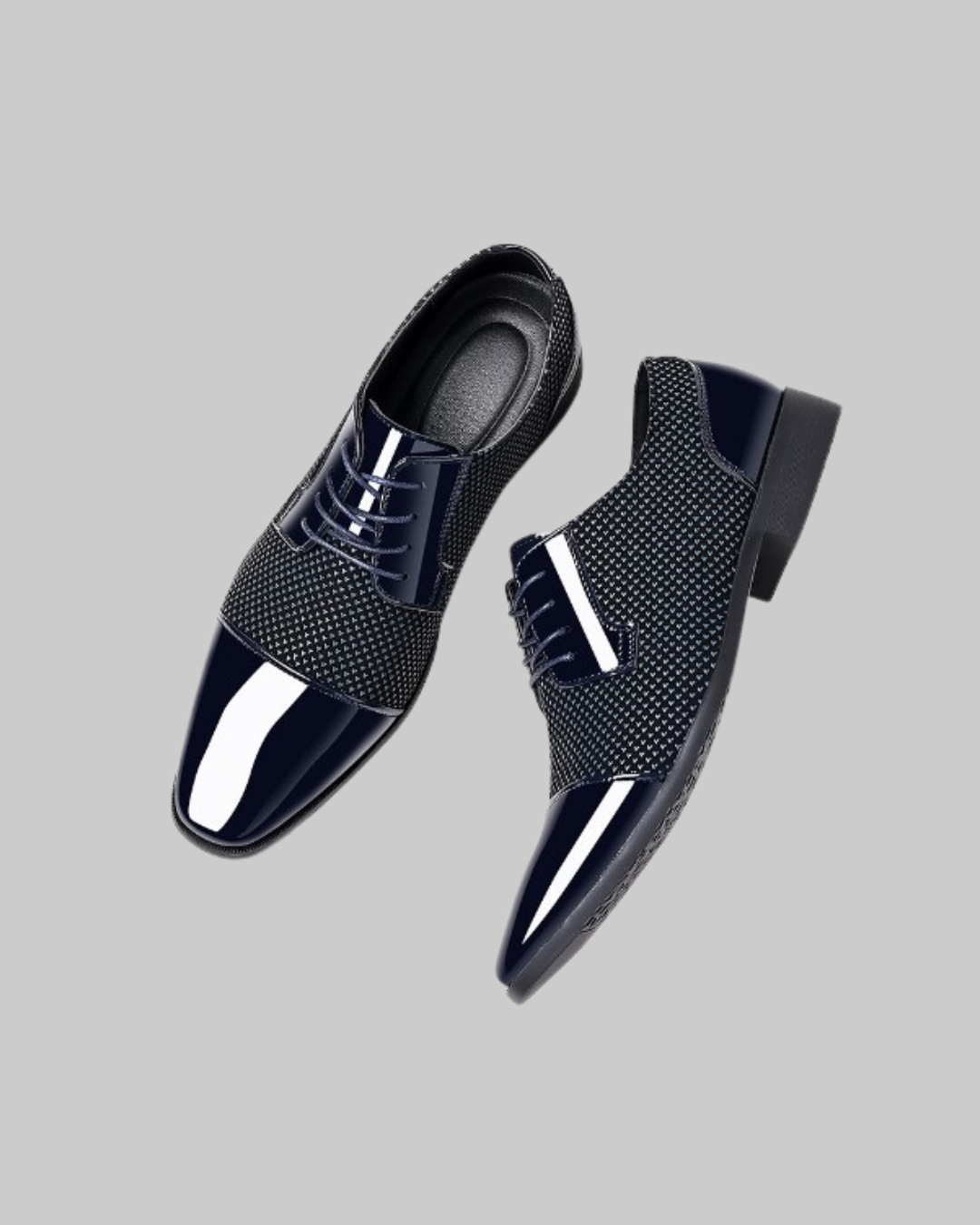Men's Pointed Toe Derby Shoes in dark blue.