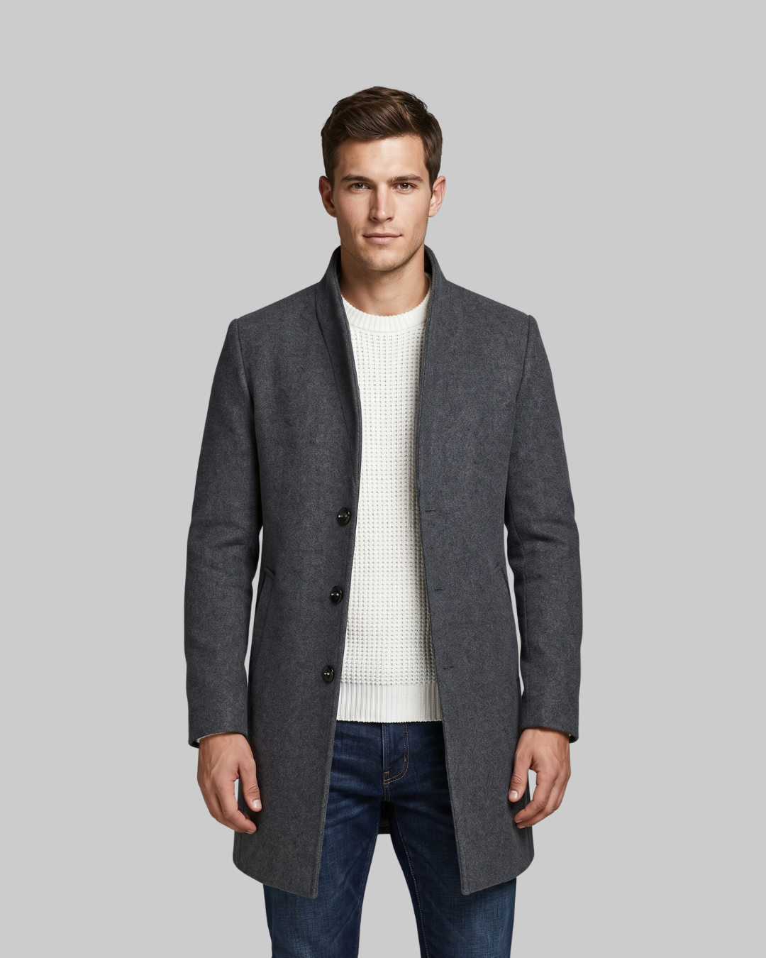 Men's Quilted Insert Tailored Coat in grey.