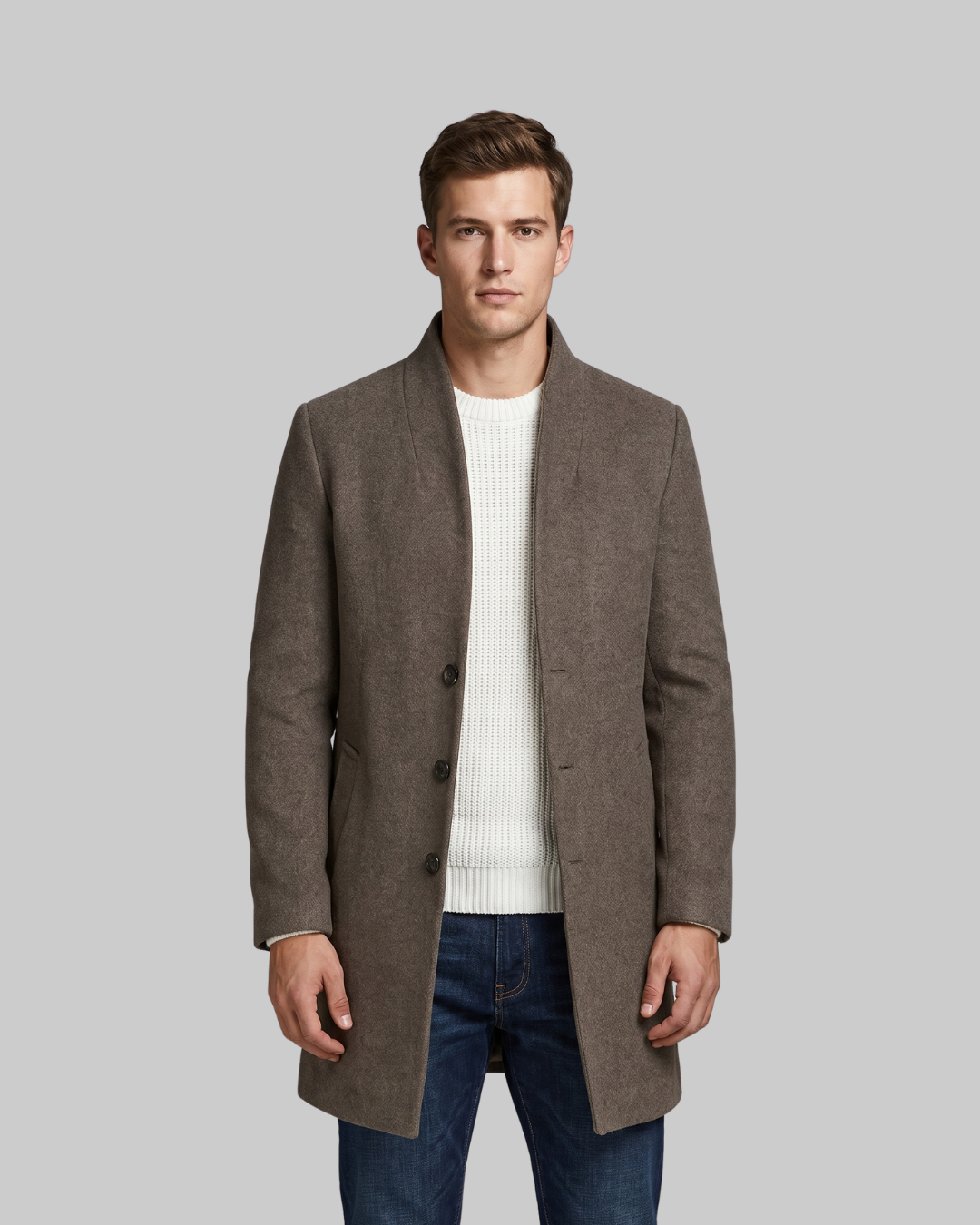 Men's Quilted Insert Tailored Coat in khaki.