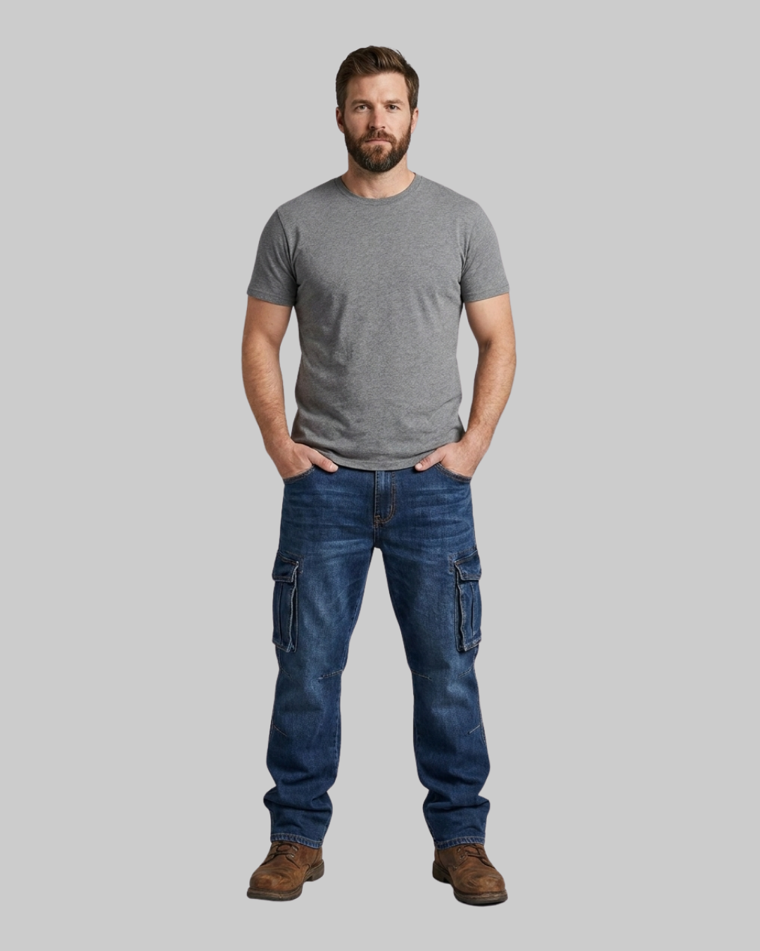 Men's Relaxed Cargo Pocket Jeans in Blue