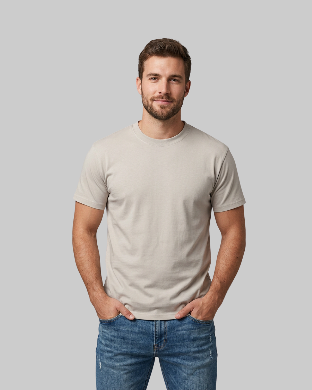 Men's Relaxed Crew Neck T-Shirt in gull grey.