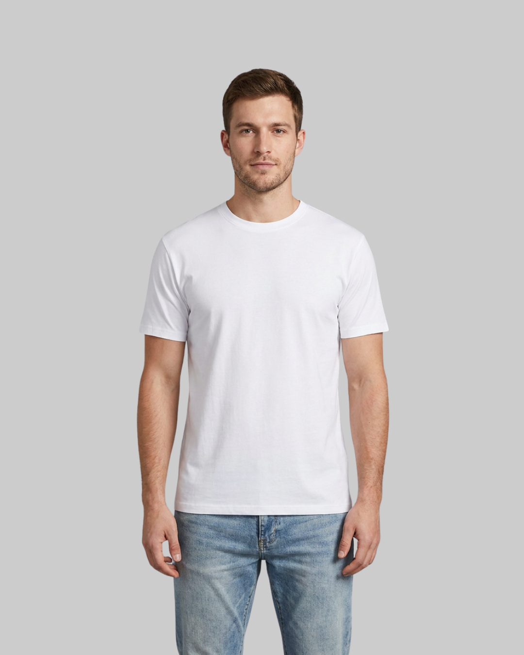 Men's Relaxed Crew Neck T-Shirt in white.