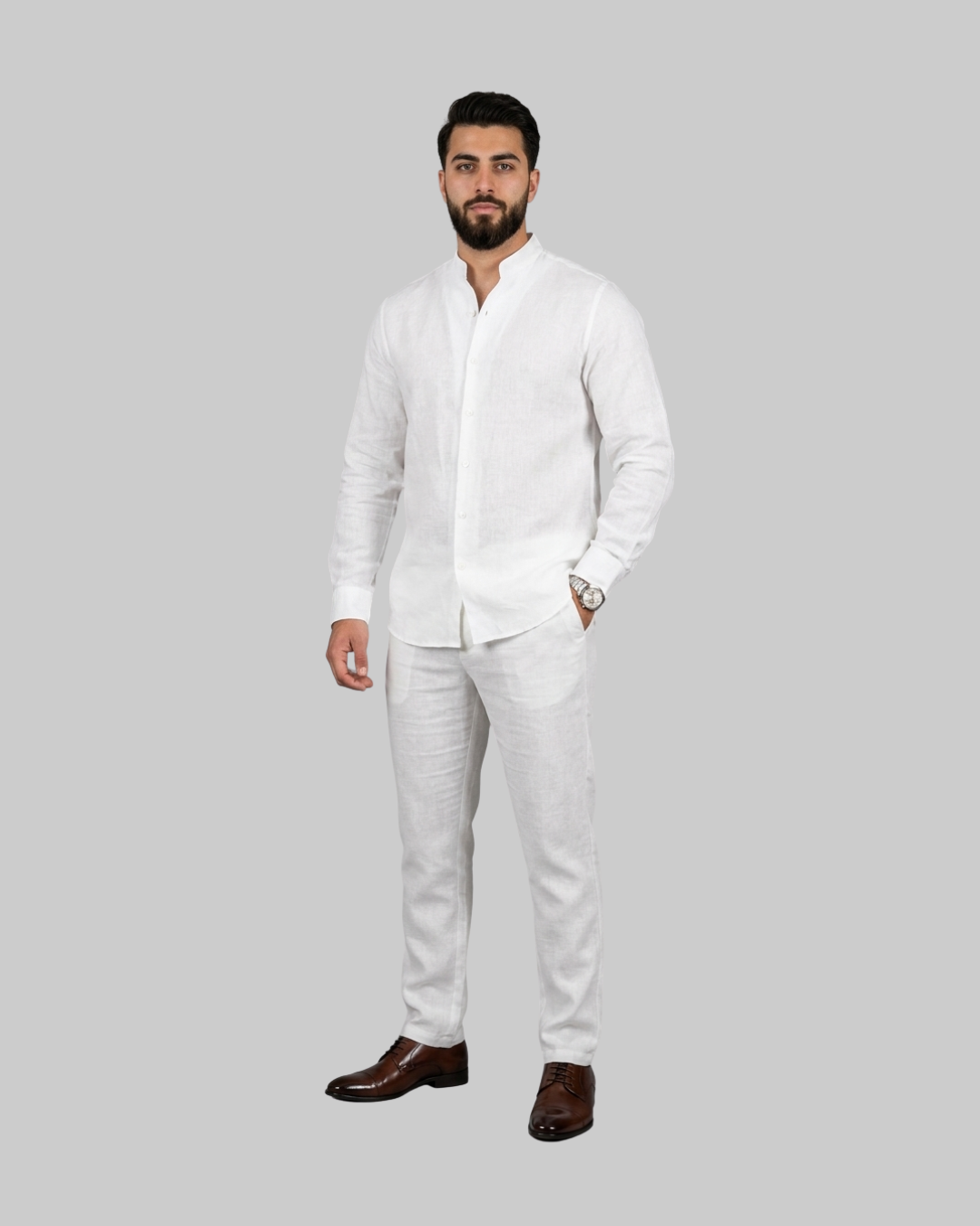 Men's Relaxed Fit 2 Piece Suit in white.