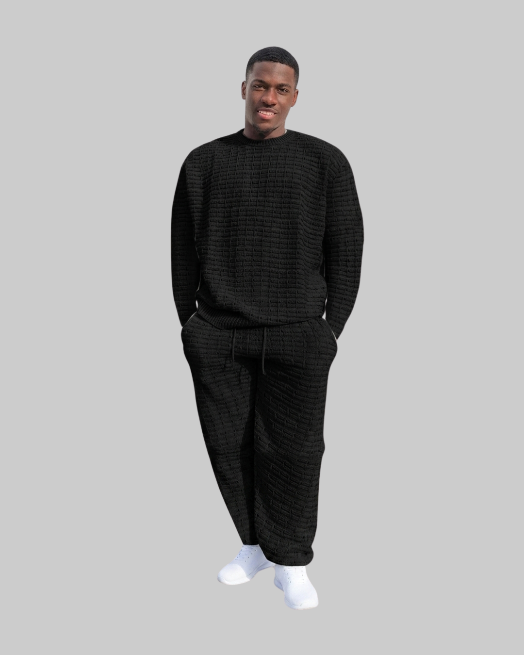 Men's Relaxed Waffle Knit Tracksuit Set