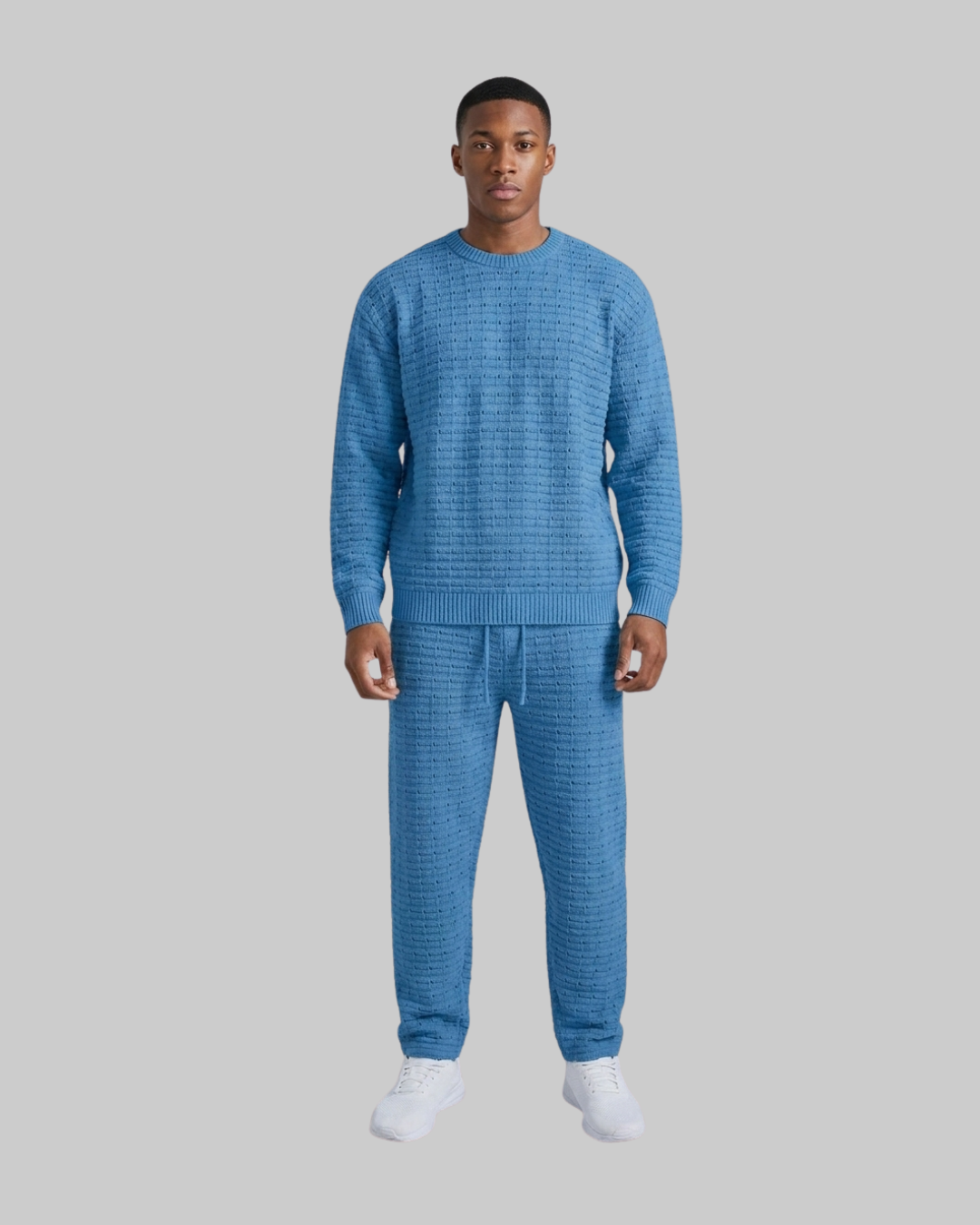 Men's Relaxed Waffle Knit Tracksuit Set