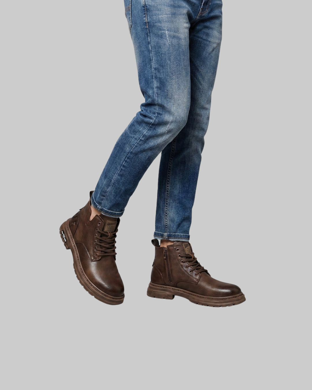 Wored Men's Retro Work Ankle Boots in brown.