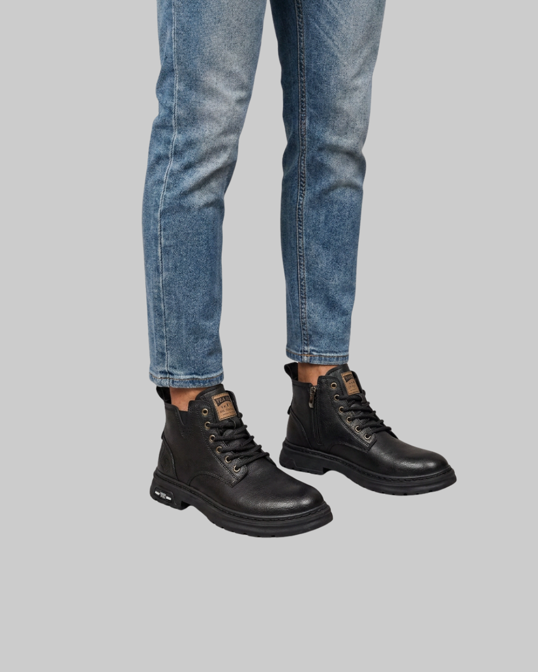 Wored Men's Retro Work Ankle Boots in black.