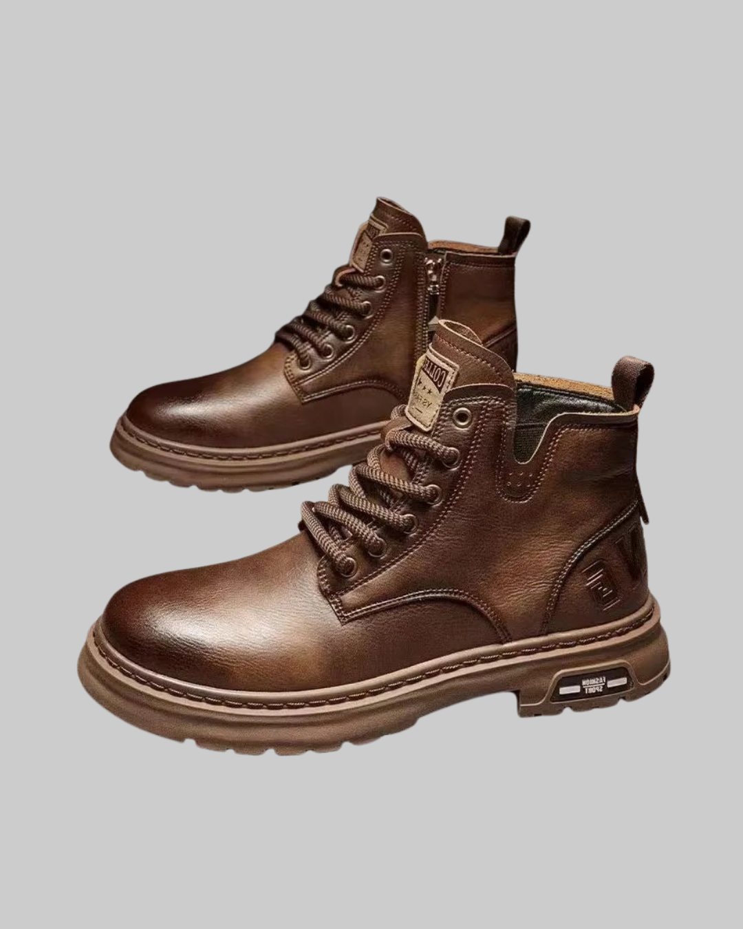 Men's Retro Work Ankle Boots in brown.