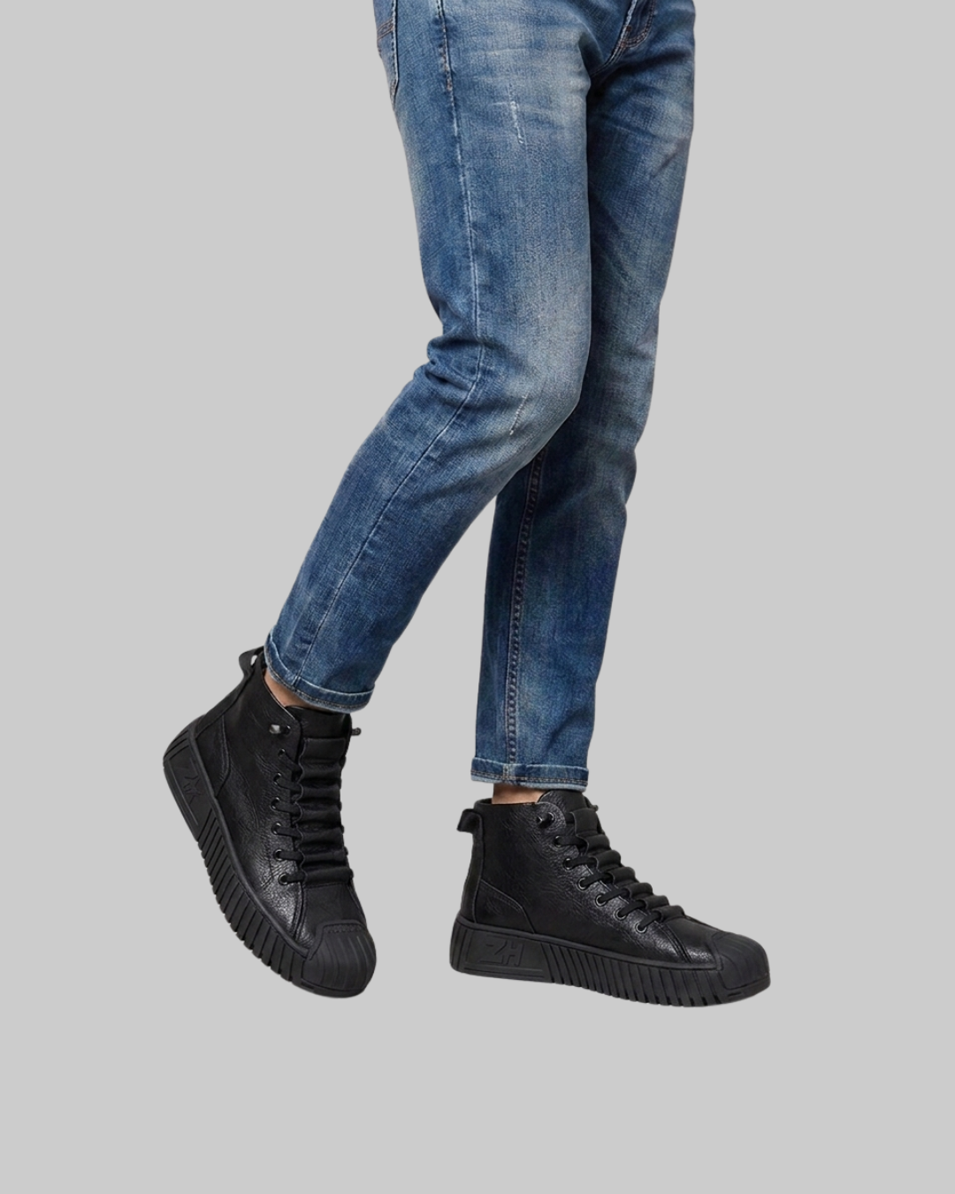 Men's Ribbed Sole High-Top Sneakers
