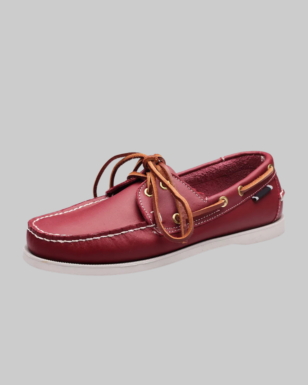 Men's Round Toe Lace-Up Loafers in red.