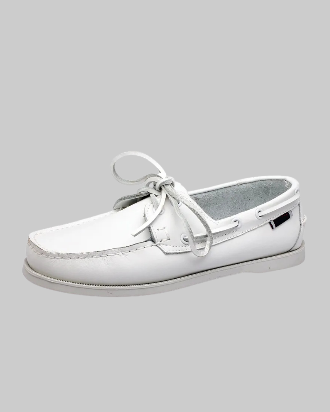 Men's Round Toe Lace-Up Loafers in white.