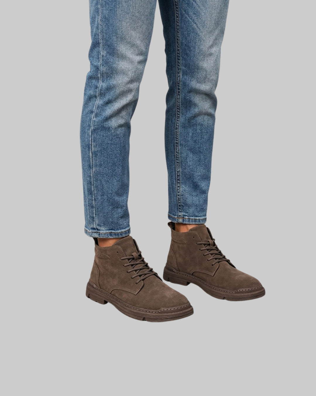 Wored Men's Rugged Casual Ankle Boots in brow.