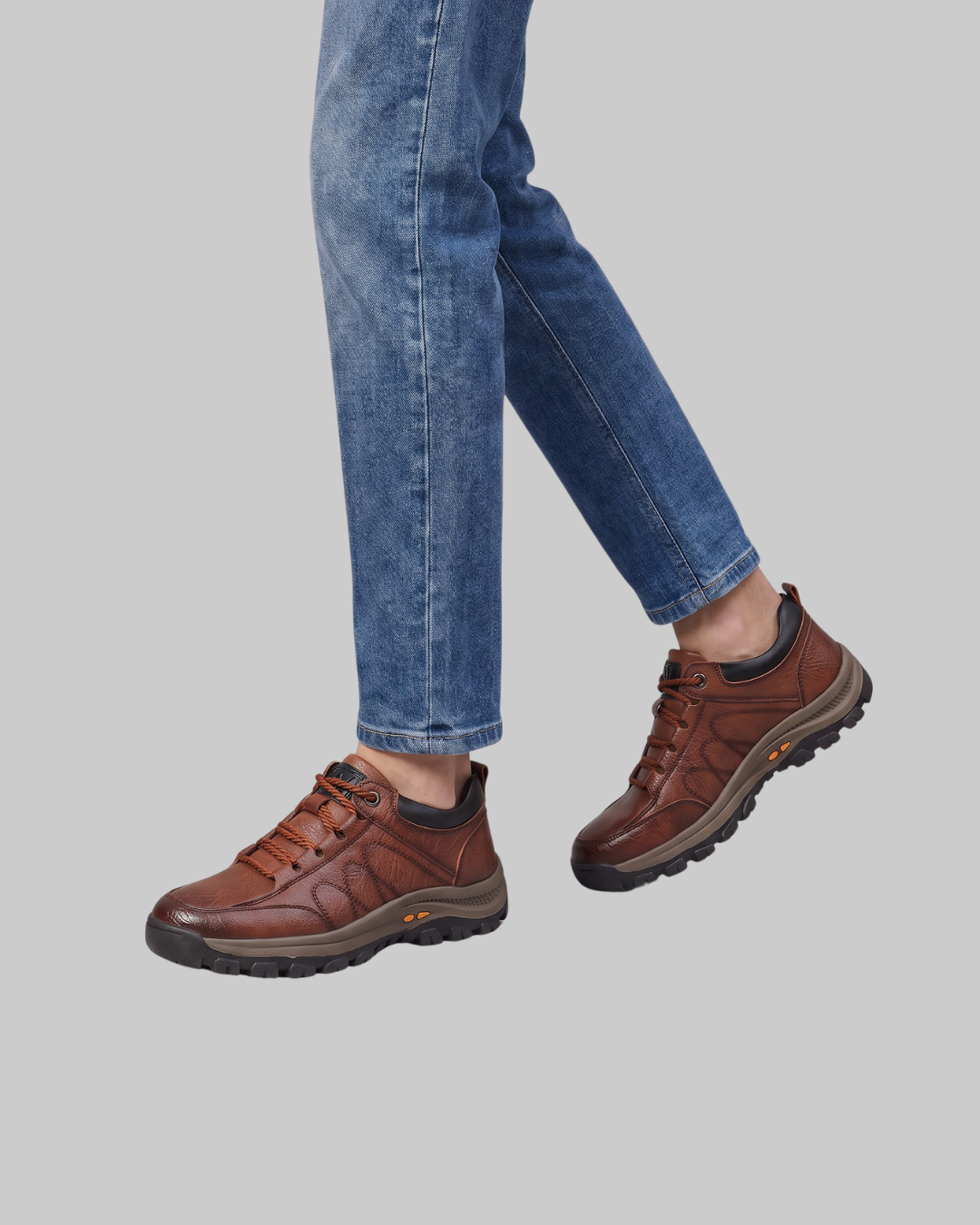 Wored Men's Rugged Lace-Up Sneakers in brown.
