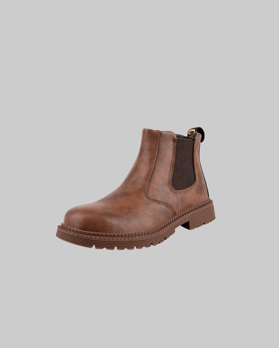 Men's Safety Chelsea Ankle Boots in red brown.