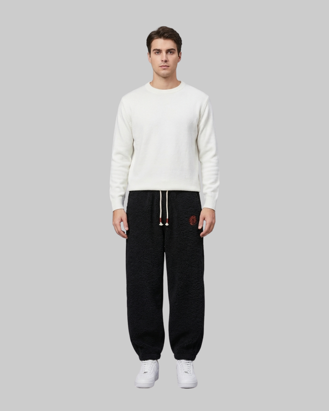 Men's Sherpa Jogger Pants in black.