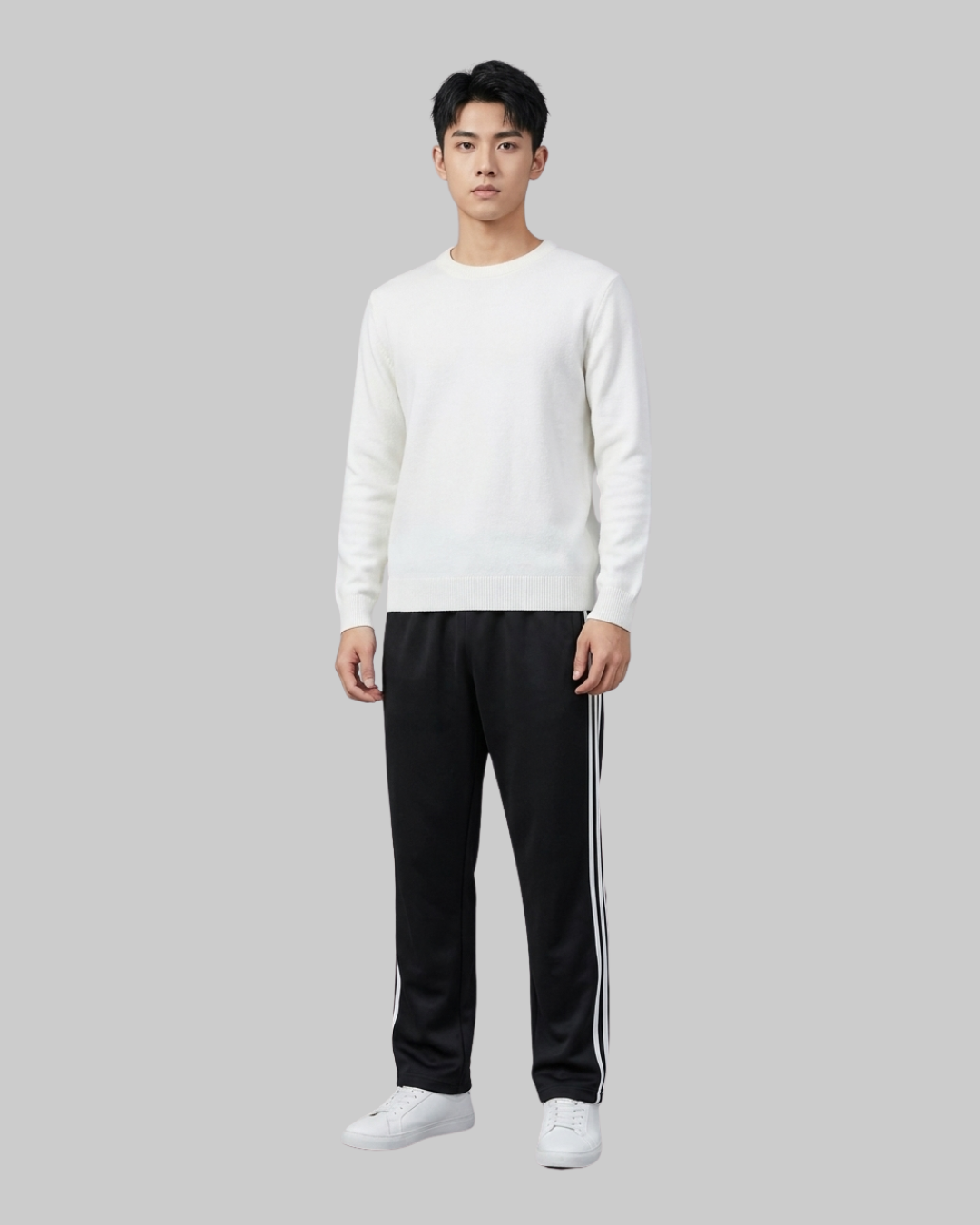 Men's Side Stripe Track Pants in black.