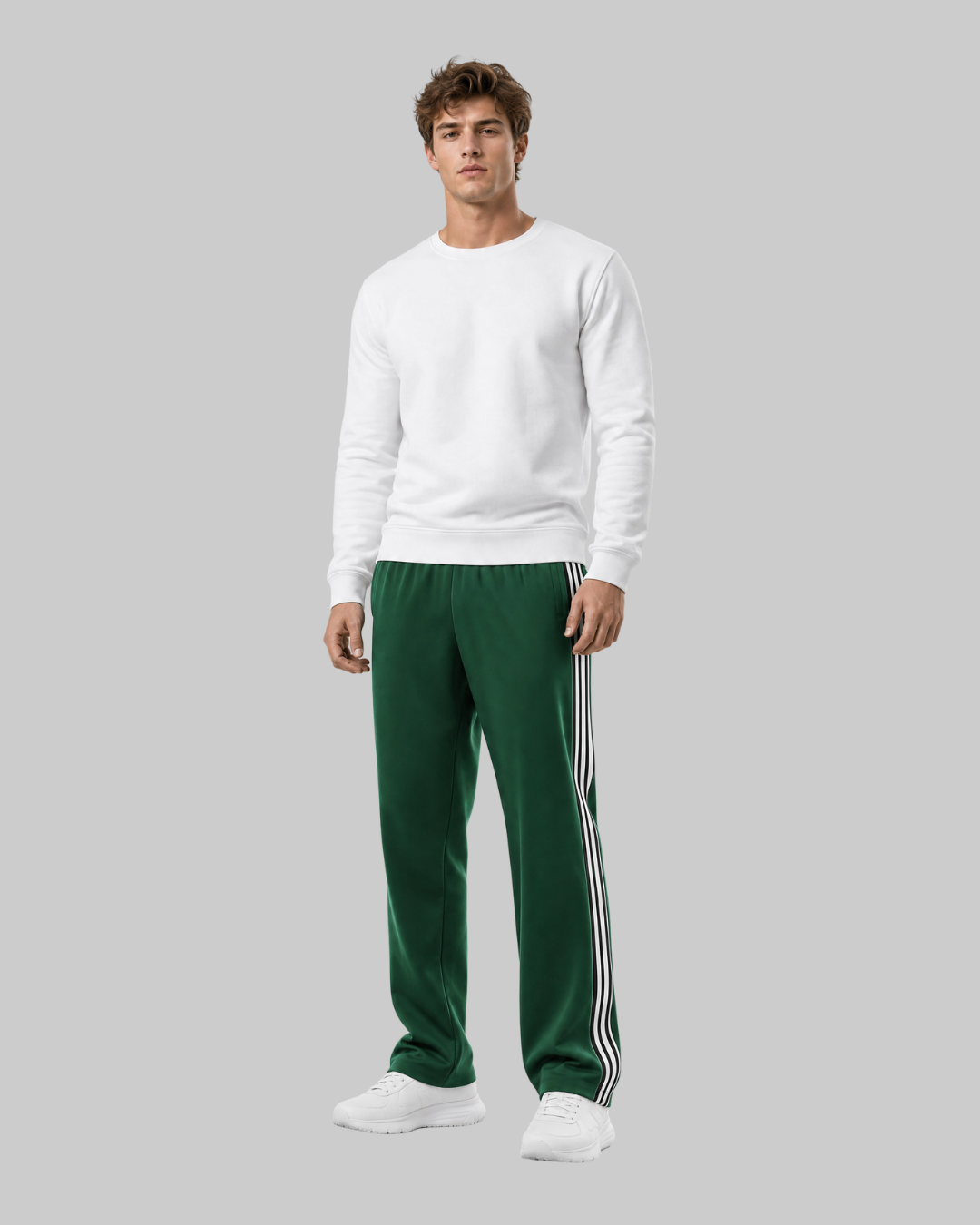 Men's Side Stripe Track Pants in green.