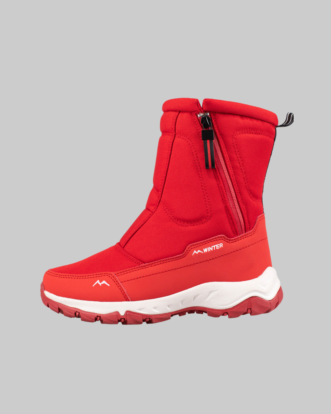 Men's Side Zip Snow Boots in bright red.