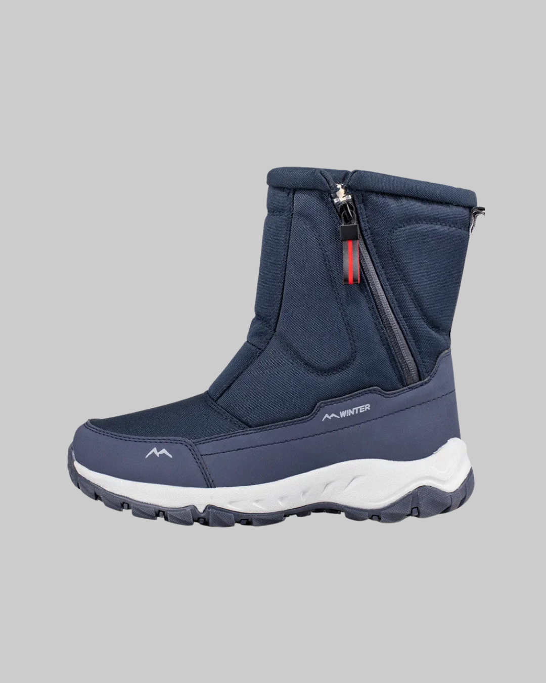 Men's Side Zip Snow Boots in dark blue.