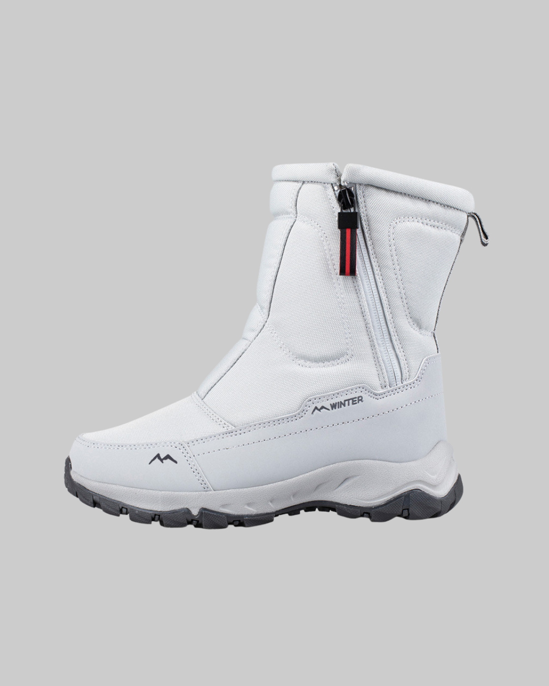 Men's Side Zip Snow Boots in light grey.