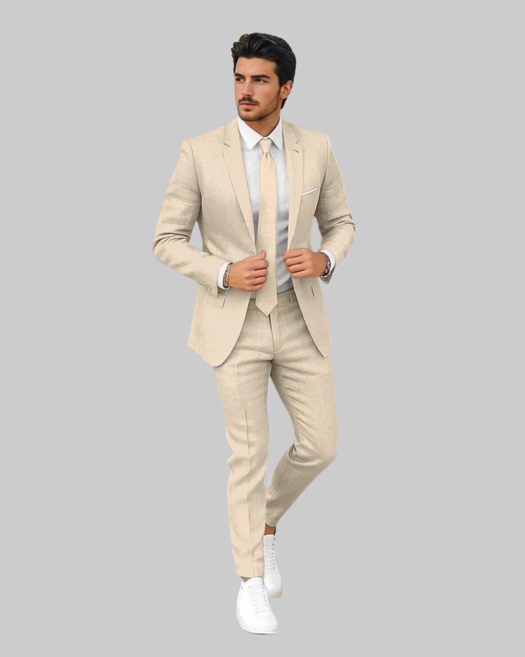 Men's Single Button Business 2 Piece Suit in Apricot