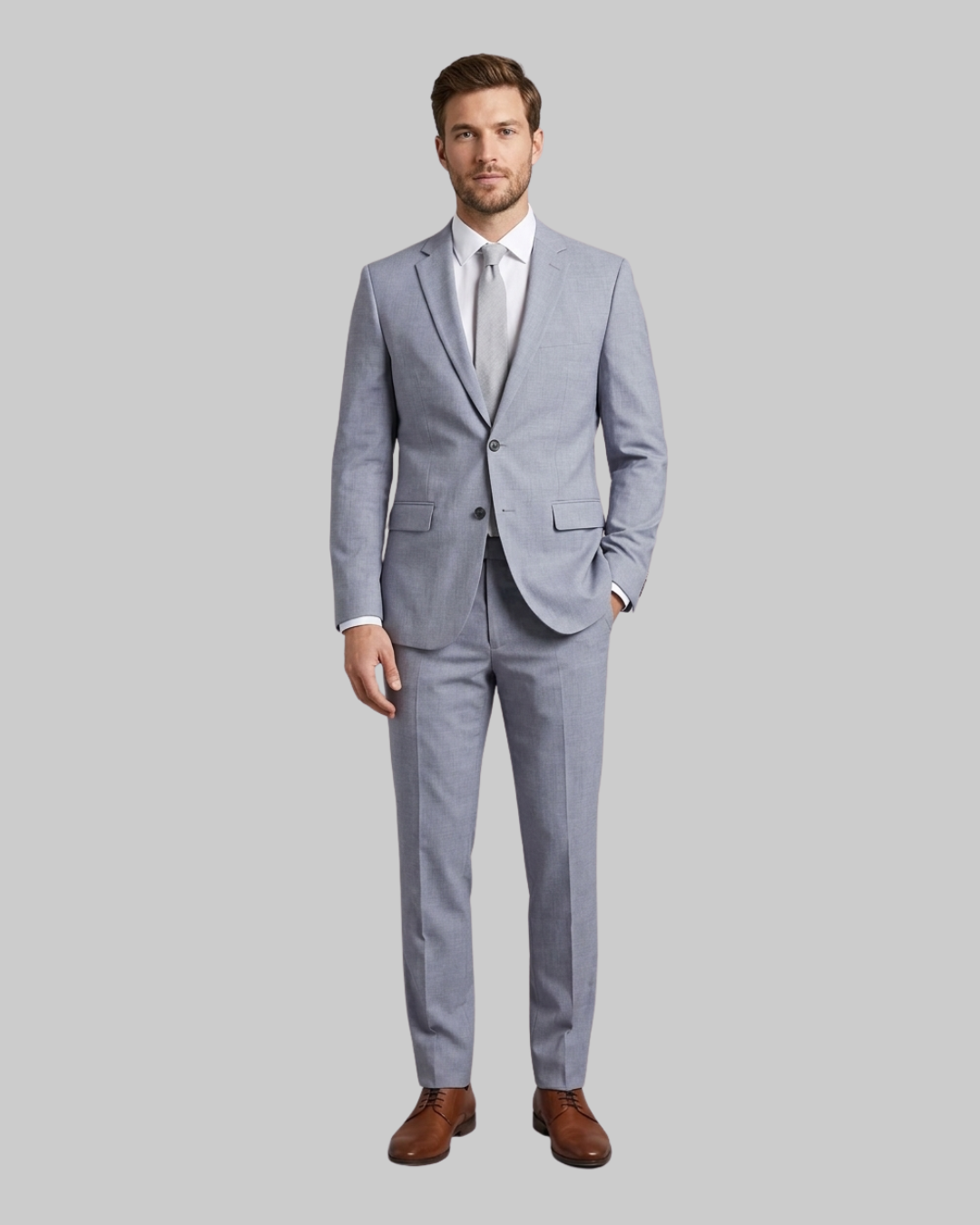 Men's Single Button Business 2 Piece Suit