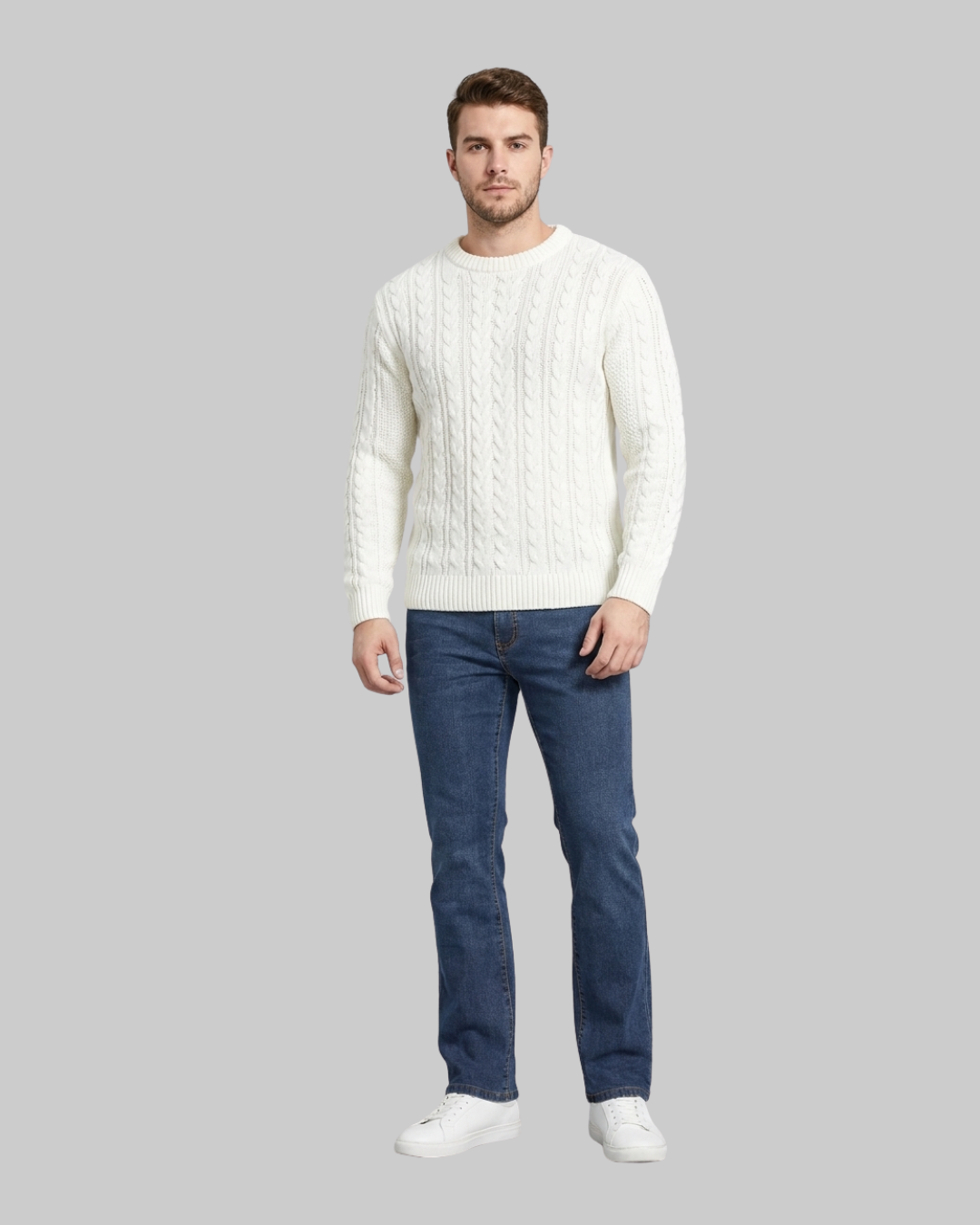 Men's Slim Bootcut Jeans in dark blue.