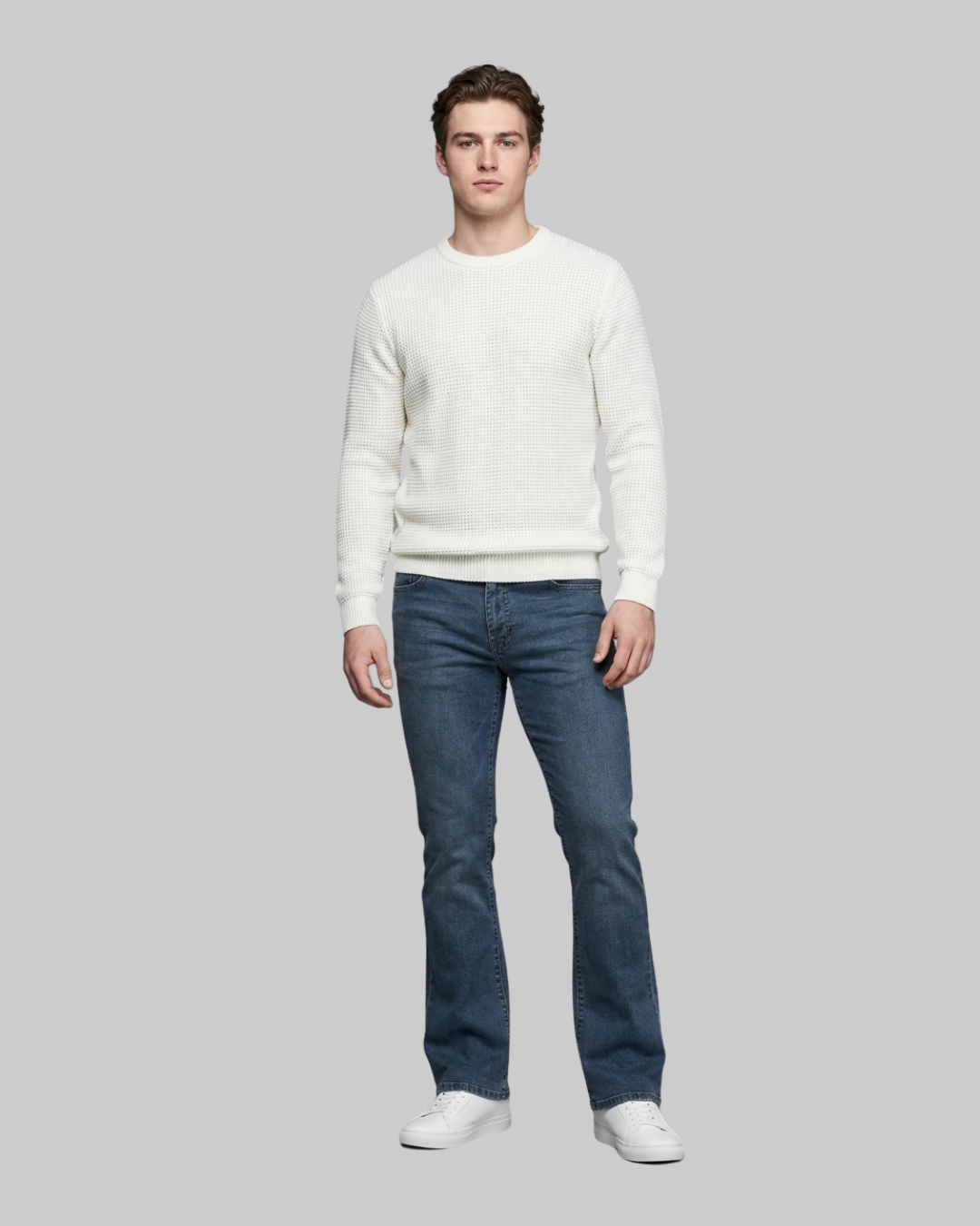 Men's Slim Bootcut Jeans in retro blue.