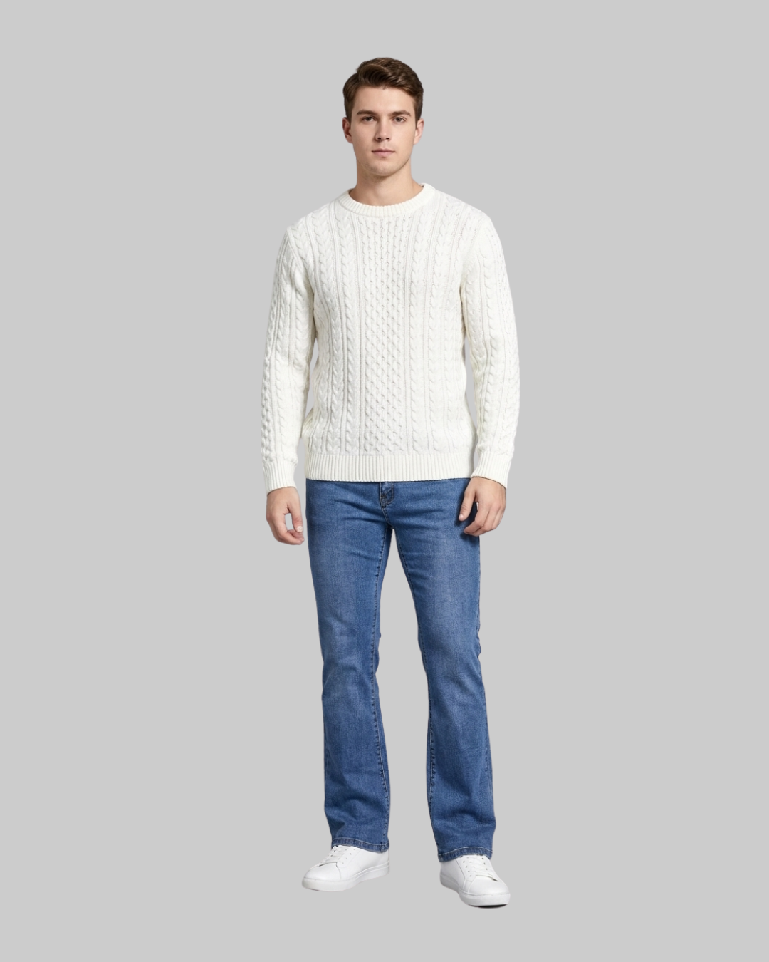 Men's Slim Bootcut Jeansin sky blue.