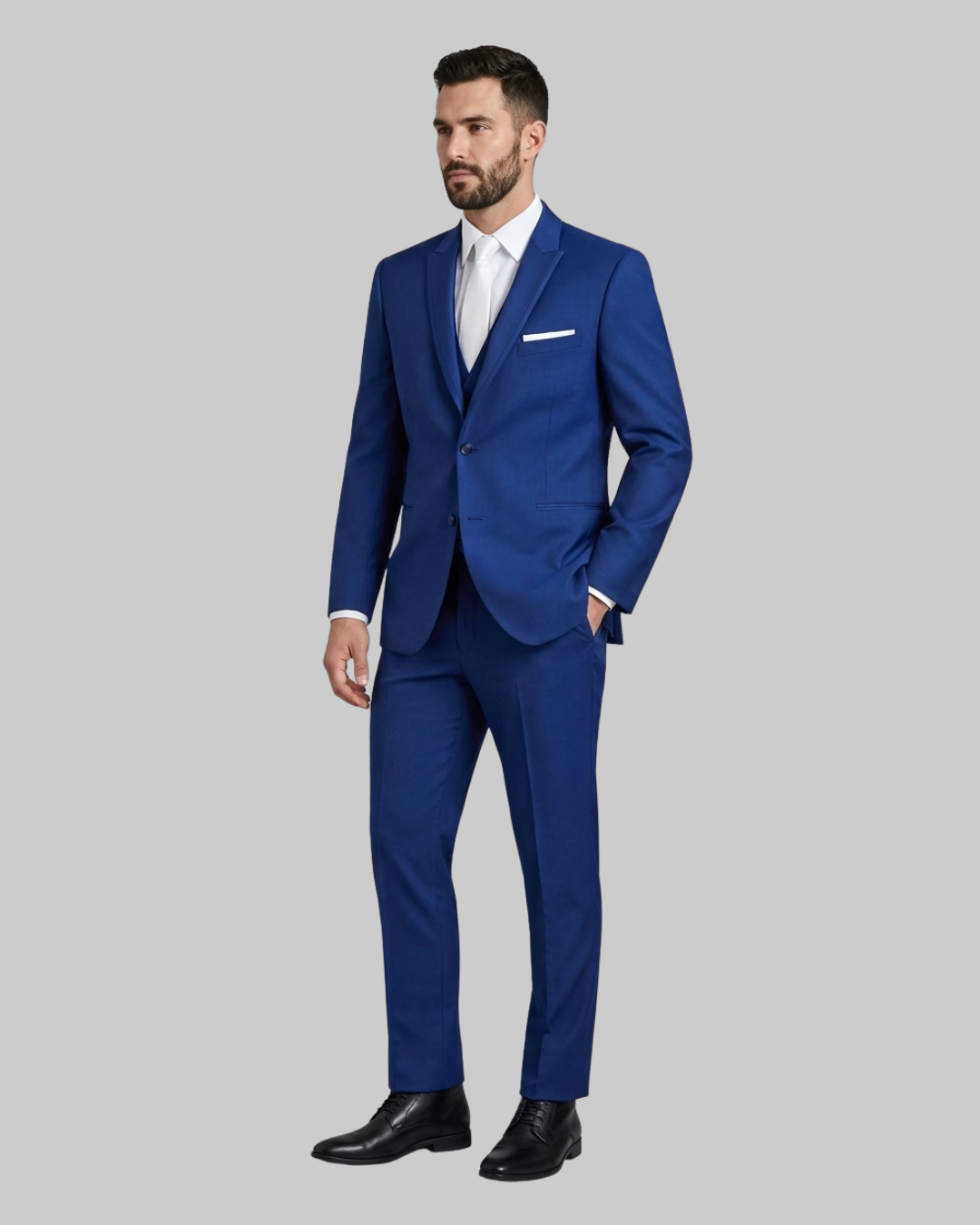 Men's Slim Fit Business 2 Piece Suit in Blue