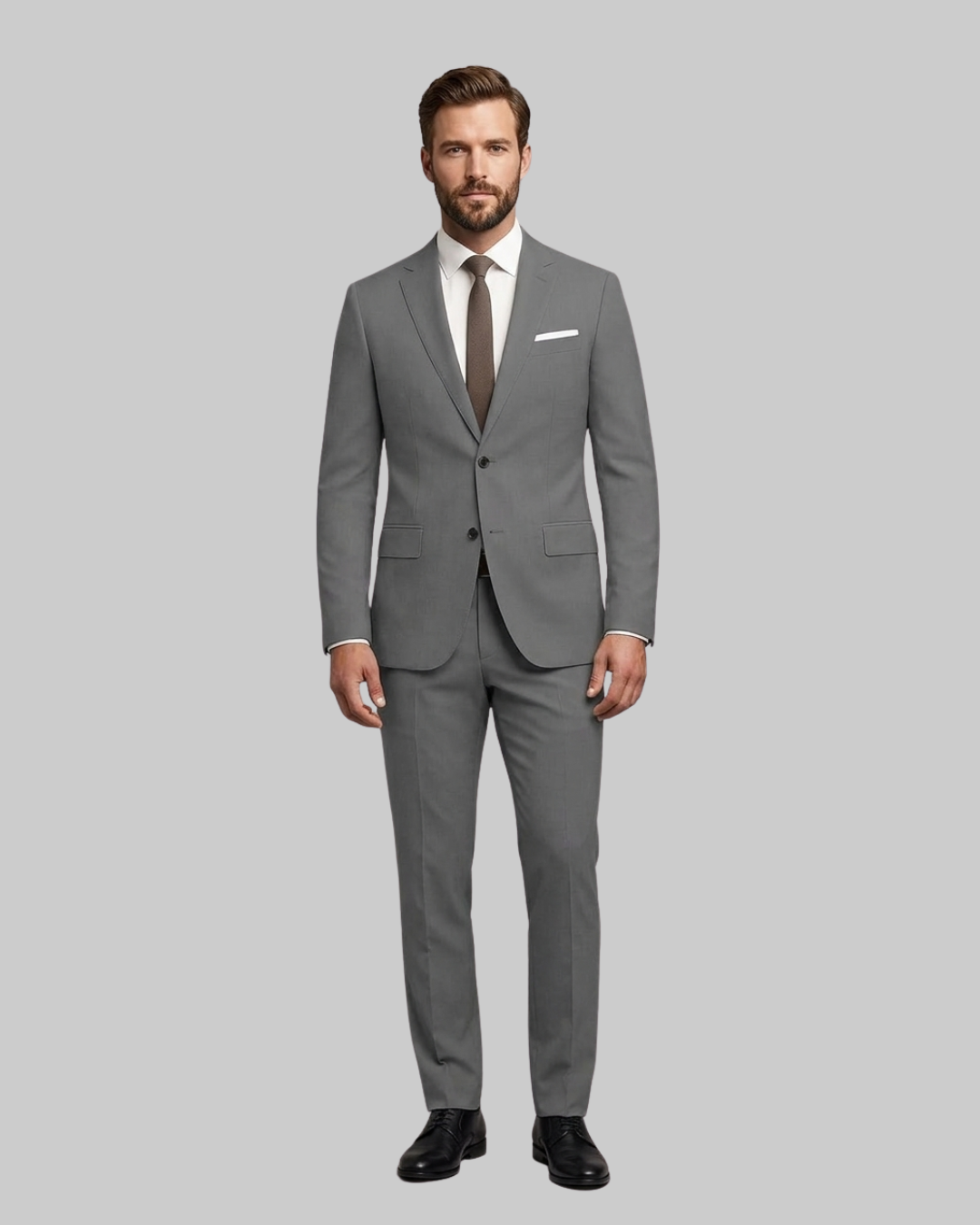 Men's Slim Fit Business 2 Piece Suit in Grey