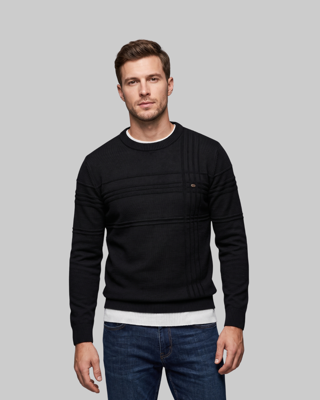 Men's Slim Pattern Crewneck Sweater