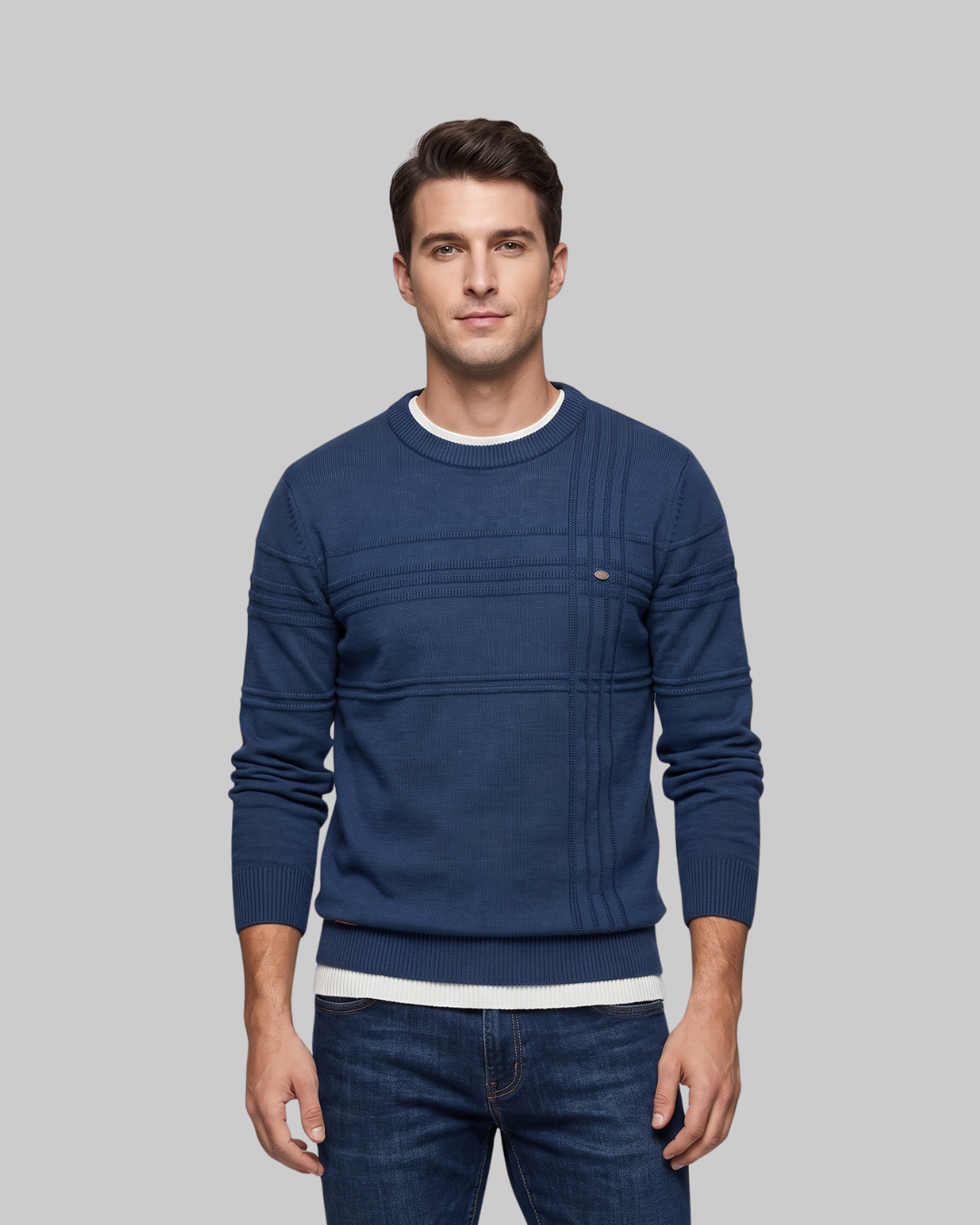 Men's Slim Pattern Crewneck Sweater