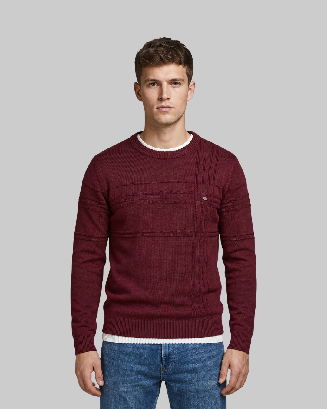 Men's Slim Pattern Crewneck Sweater