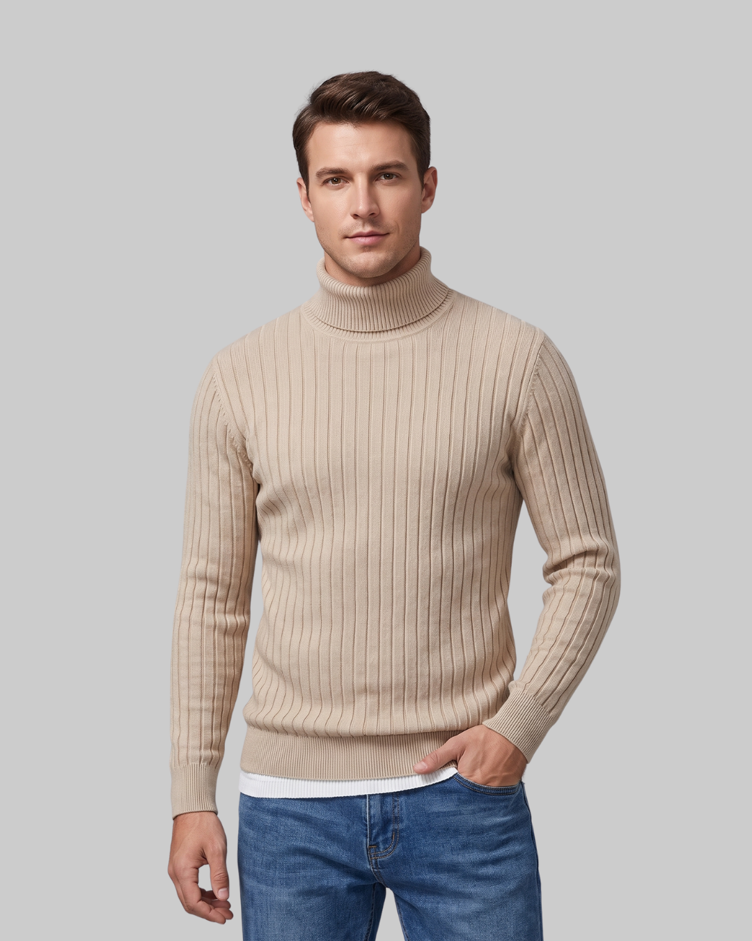 Men's Slim Rib Turtleneck Sweater