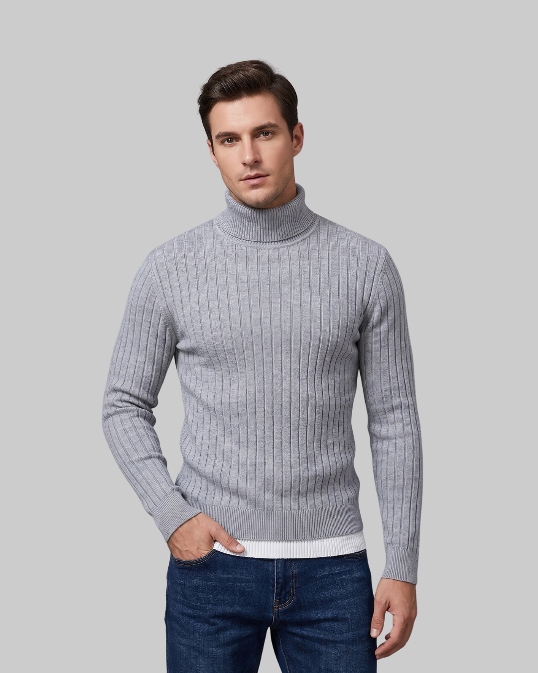 Men's Slim Rib Turtleneck Sweater