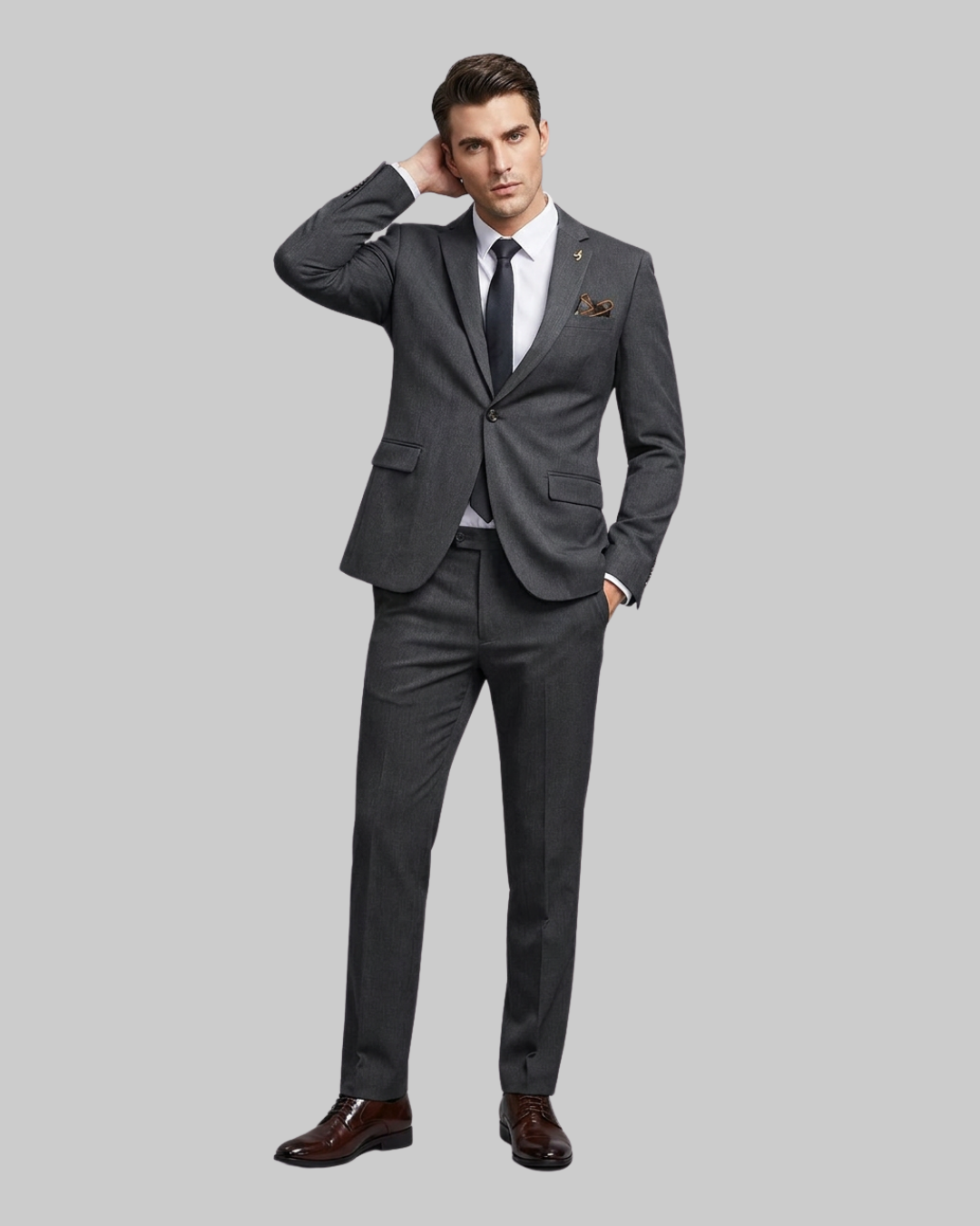 Men's Slim Single Breasted 3 Piece Suit in black.