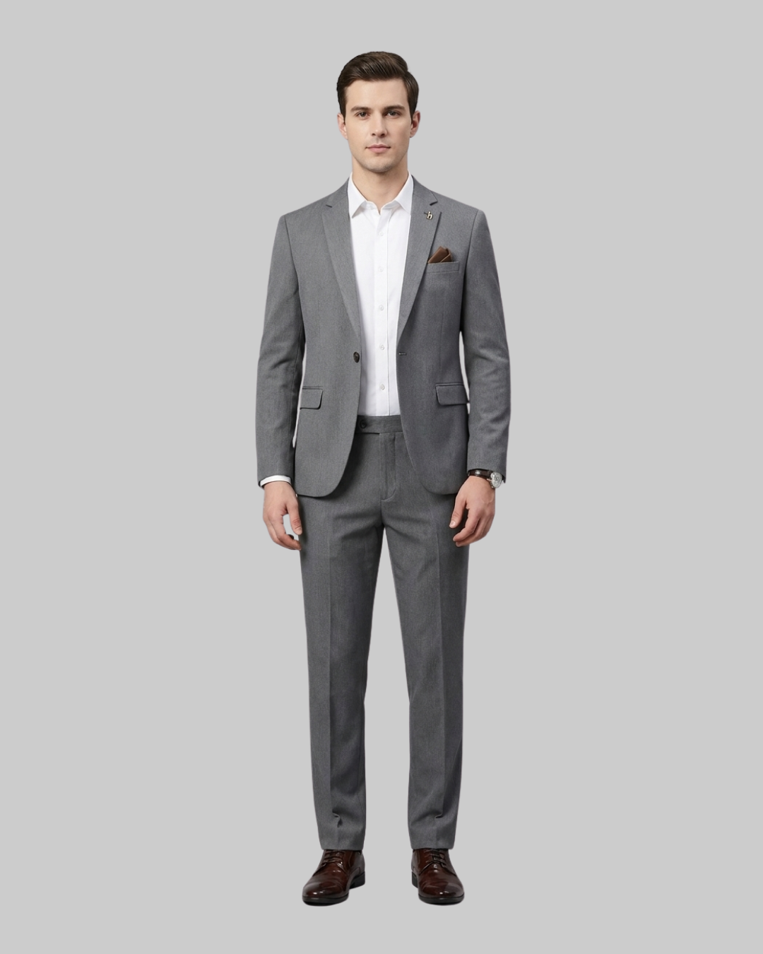 Men's Slim Single Breasted 3 Piece Suit in grey.
